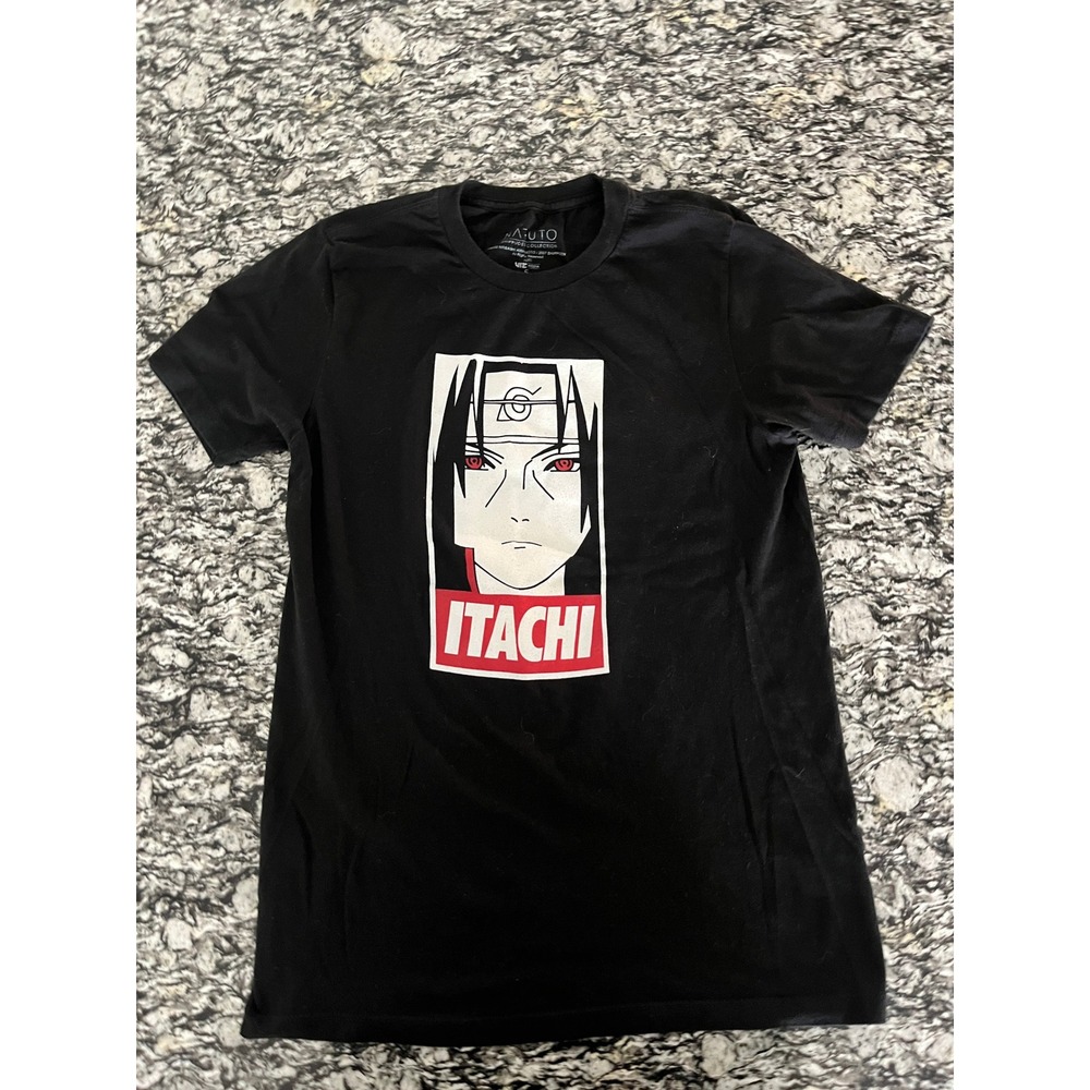Naruto Shippuden Itachi Uchiha Graphic T-Shirt Black Mens‎ Small VIZ Media Anime